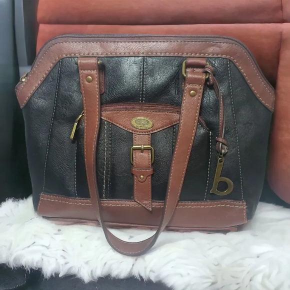 B.O.C. Born Black Shoulder Bag Purse Brown Original hardware Zipper closure - Picture 1 of 12